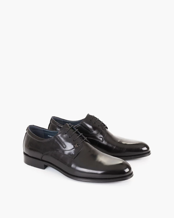 Czarne półbuty wizytowe lakierowane ze skóry naturalnej 2