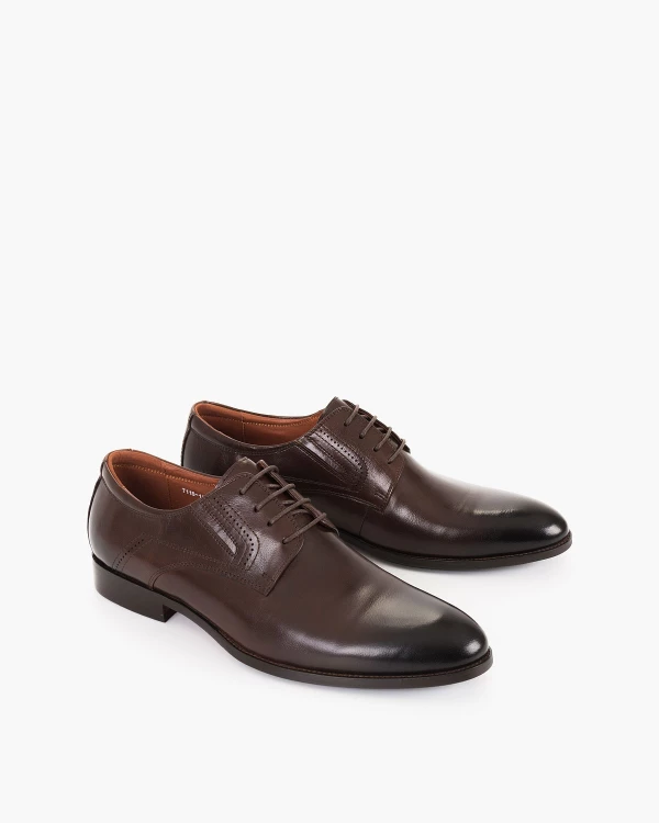 Ciemnobrązowe półbuty wizytowe ze skóry lakierowanej 2