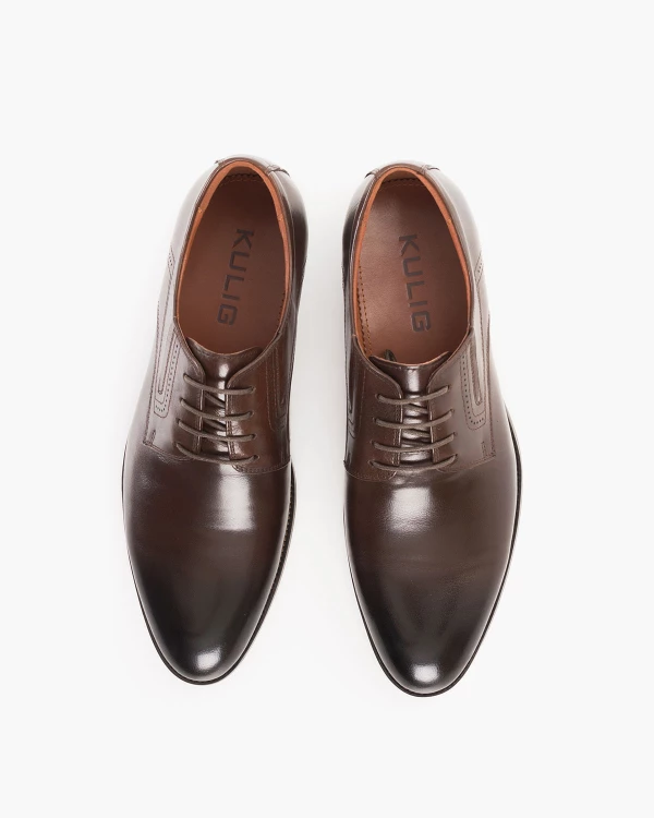 Ciemnobrązowe półbuty wizytowe ze skóry lakierowanej 3