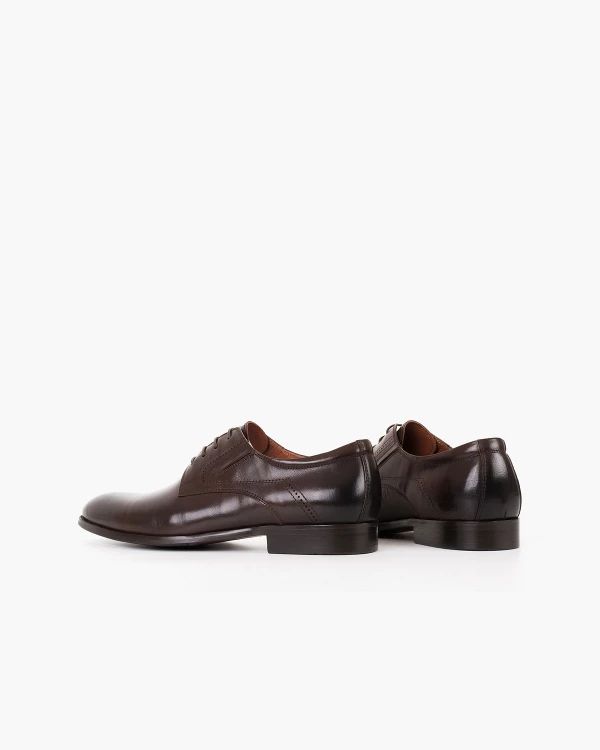 Ciemnobrązowe półbuty wizytowe ze skóry lakierowanej 4