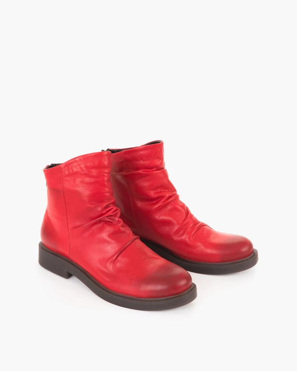 Czerwone botki damskie ze skóry licowej 2