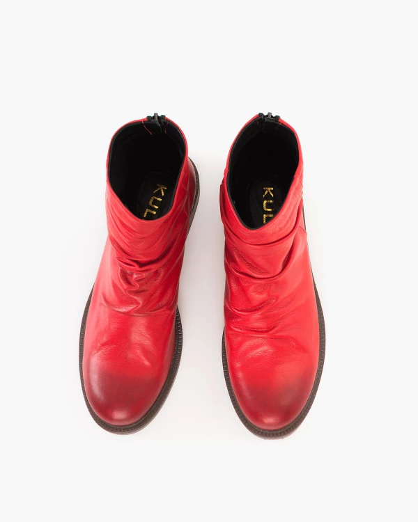 Czerwone botki damskie ze skóry licowej 3