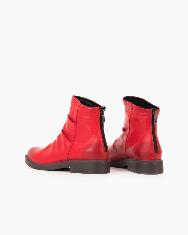 Czerwone botki damskie ze skóry licowej 4