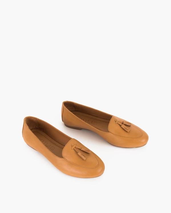 Rude mokasyny damskie skórzane z frędzlami 5