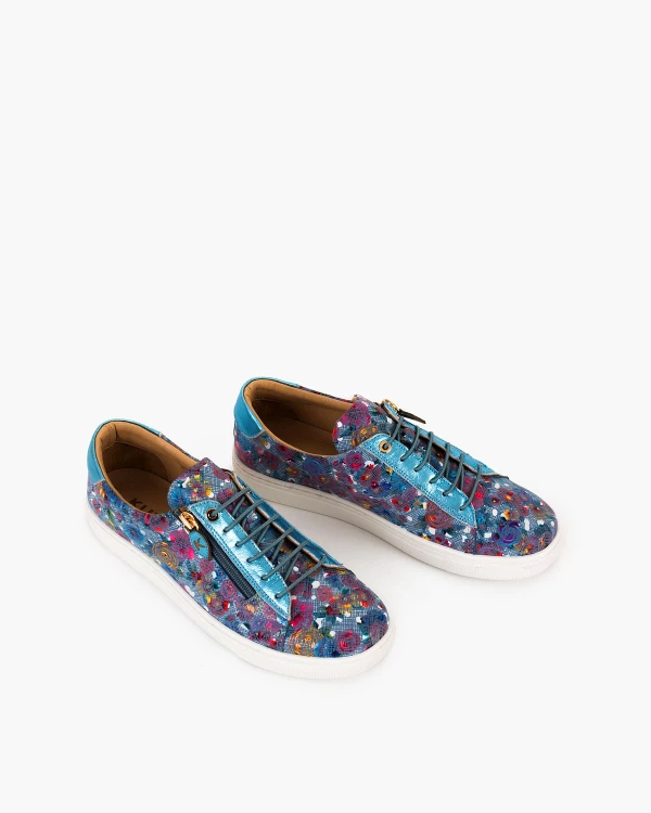 Wielokolorowe półbuty damskie skórzane z zamkiem 5