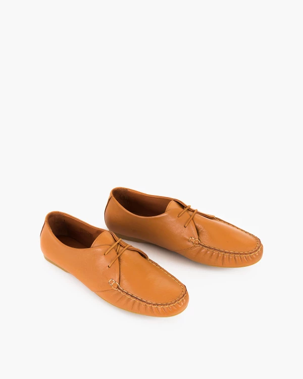 Rude mokasyny damskie sznurowane z naturalnej skóry licowej 5