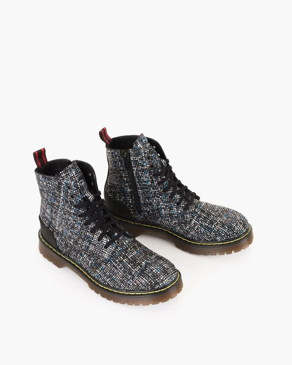 Wielokolorowe trzewiki damskie skórzane martensy w kratkę 5