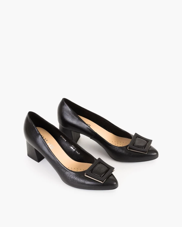 Czarne czółenka ze skóry nubukowej na słupku 5