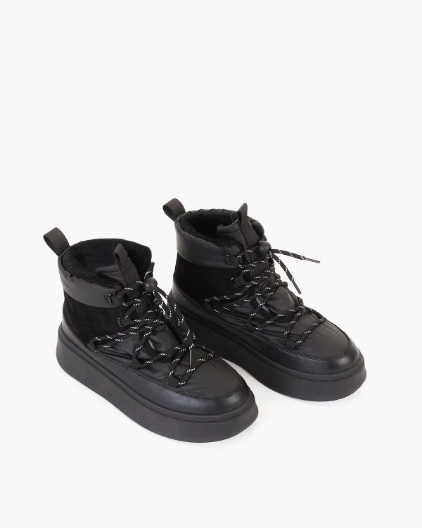 Czarne śniegowce damskie ze skóry ekologicznej 5