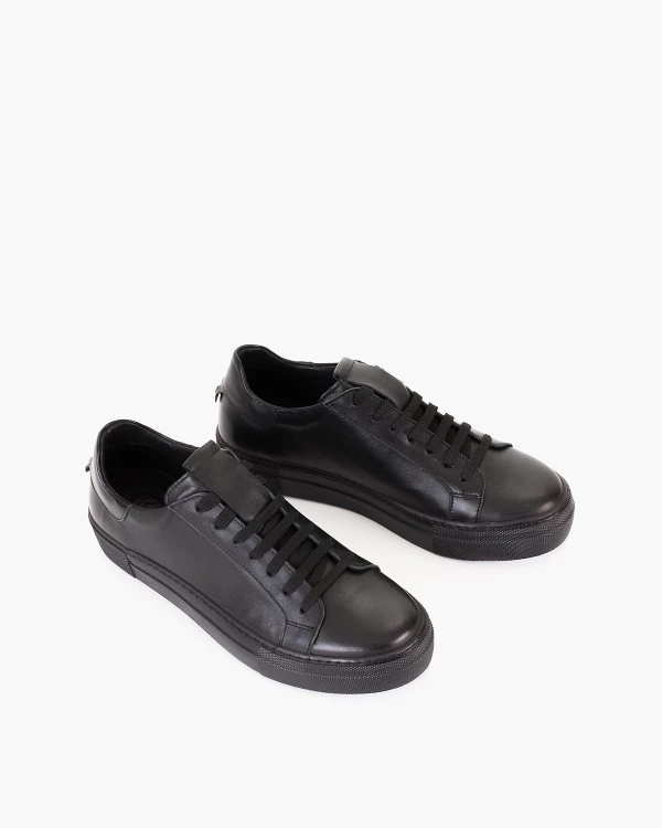 Czarne trampki damskie ze skóry licowej 5