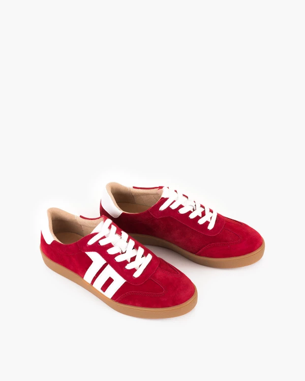 Czerwone adidasy z naturalnej skóry zamszowej 5