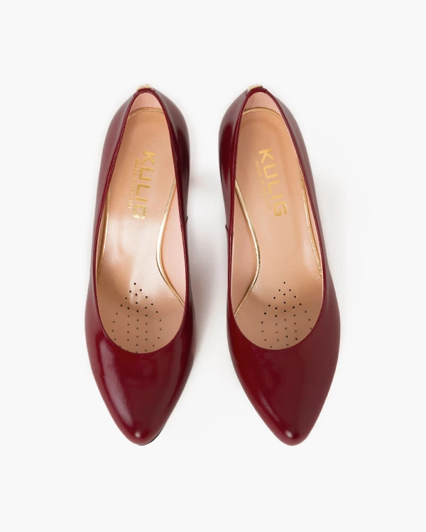 Czerwone czółenka skórzane na słupku 024 3