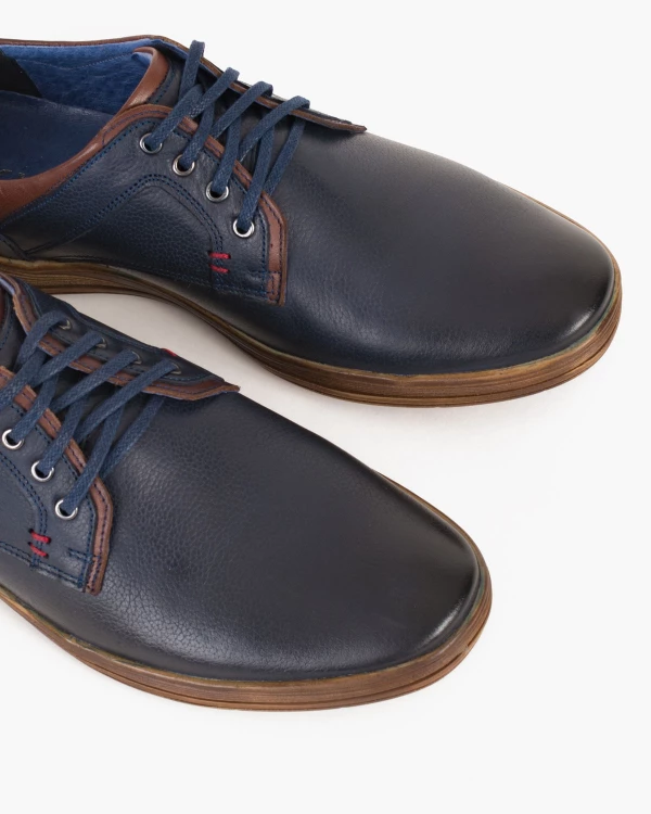 Granatowe półbuty męskie skórzane 015