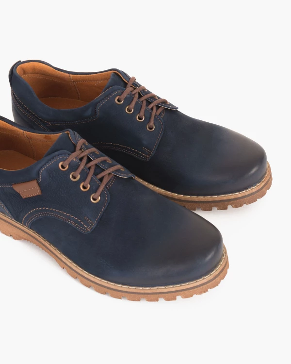 Granatowe półbuty męskie skórzane 071