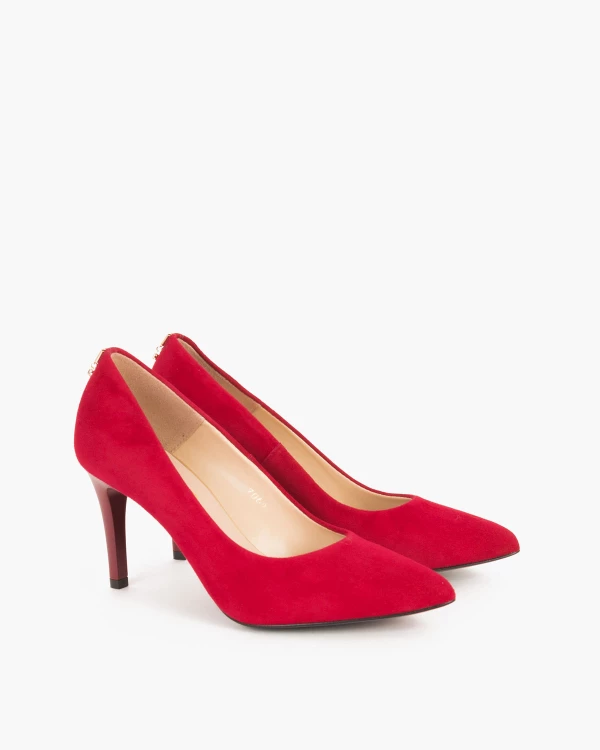 Bordowe czółenka zamszowe na szpilce 024