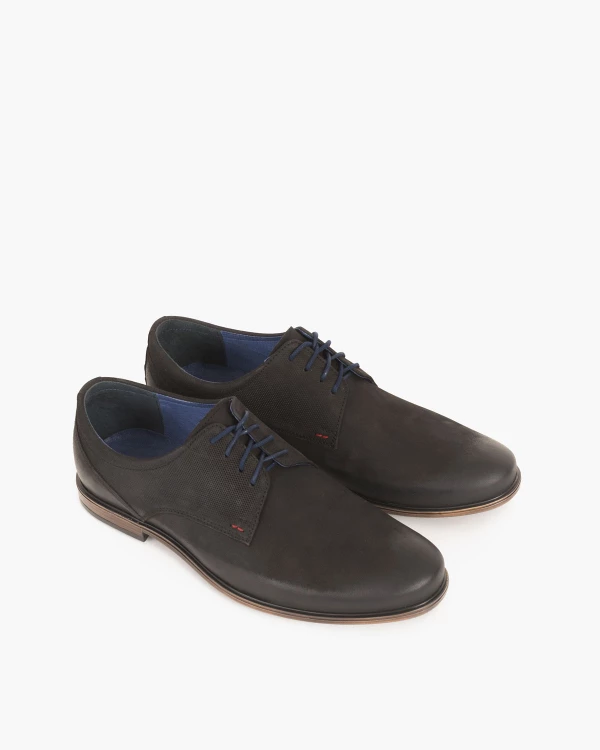 Czarne półbuty męskie nubukowe 015 1171-CZAR