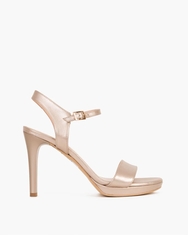 Złote sandały skórzane na szpilce 024 4