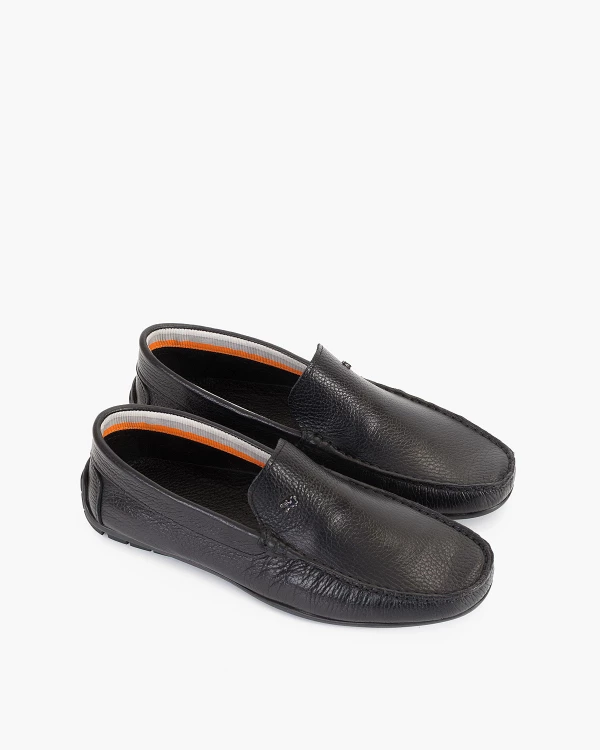 Czarne mokasyny męskie skórzane