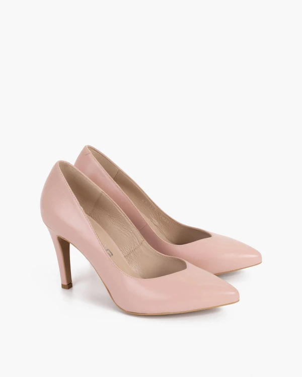 Różowe czółenka damskie skórzane 2