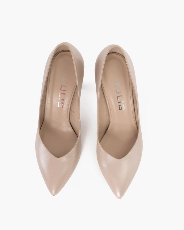 Perłowe czółenka damskie skórzane