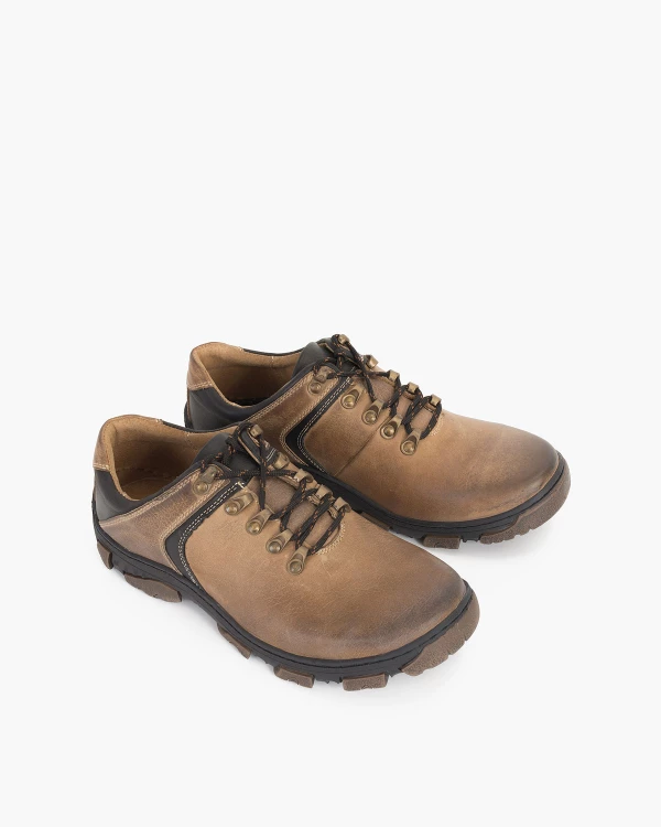 Beżowe półbuty męskie skórzane trekkingowe