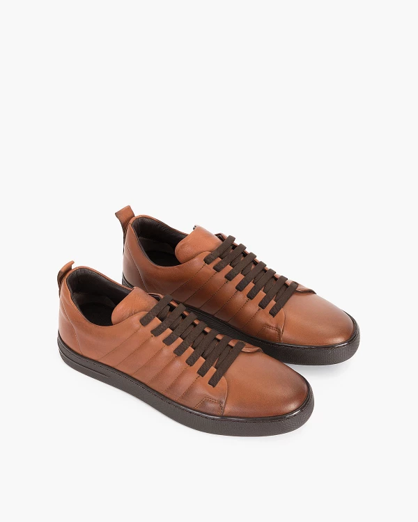 Brązowe trampki męskie skórzane