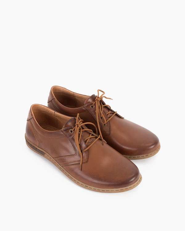 Brązowe półbuty męskie skórzane