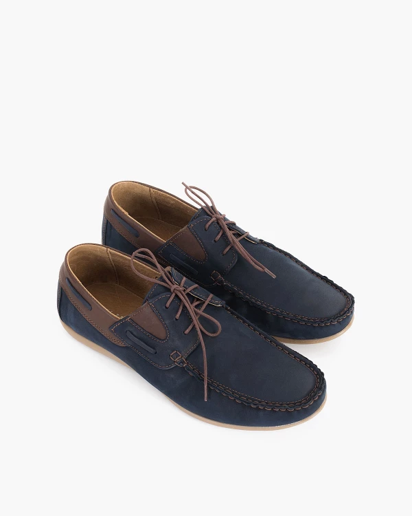 Granatowe mokasyny męskie nubukowe