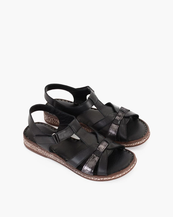 Czarne sandały damskie skórzane