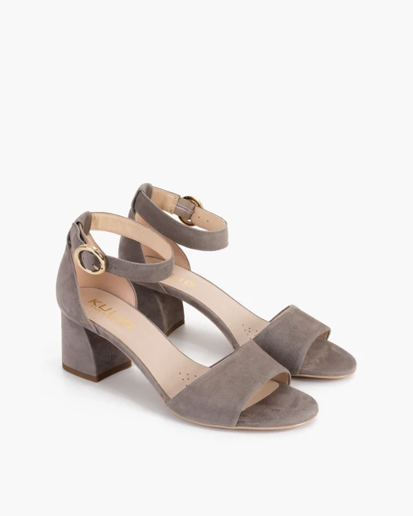 Szare sandały damskie zamszowe na klocku 2