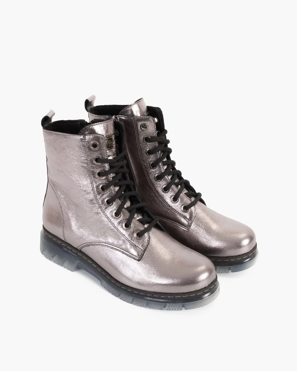 Srebrne trzewiki damskie skórzane 5