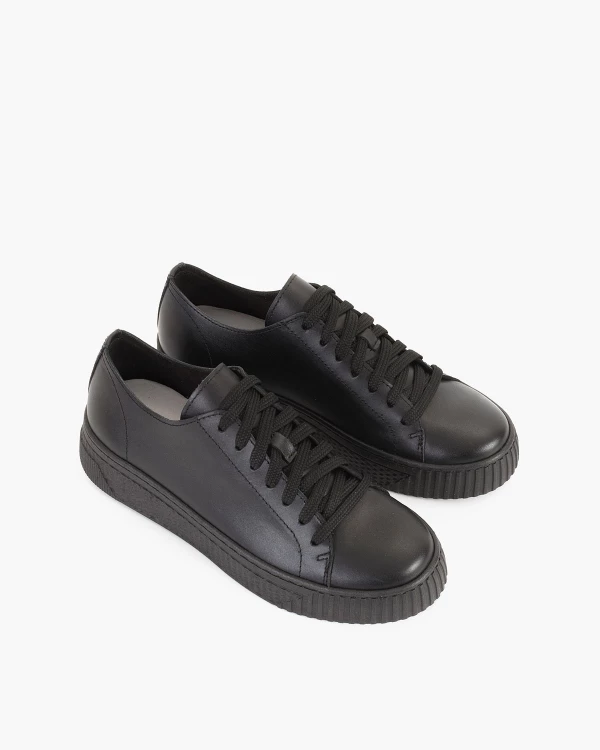 Czarne trampki damskie skórzane 6