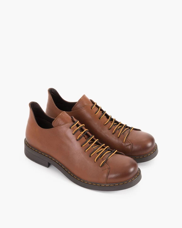 Brązowe półbuty damskie skórzane 5