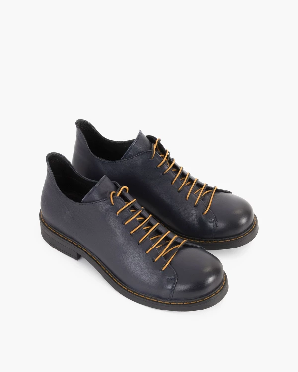 Granatowe półbuty damskie skórzane 5