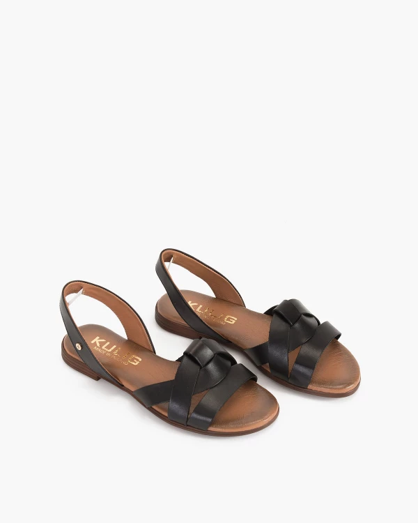 Czarne sandały damskie skórzane 5