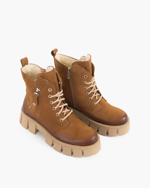 Brązowe trzewiki damskie nubukowe 5