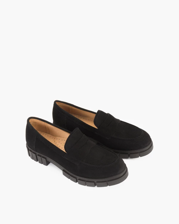 Czarne mokasyny damskie welurowe 5