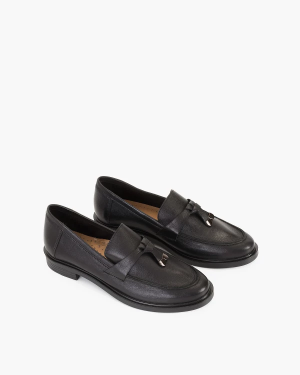 Czarne mokasyny damskie skórzane 5