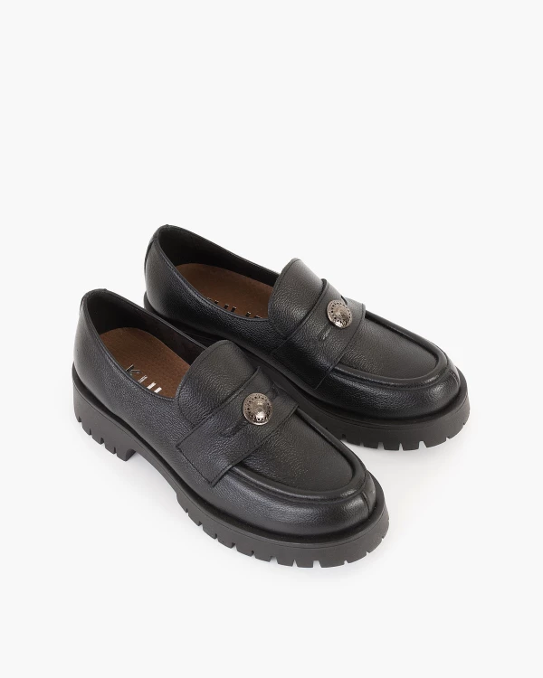 Czarne mokasyny damskie skórzane 5