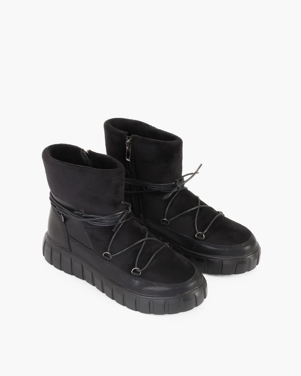 Czarne śniegowce damskie z eko-zamszu 5