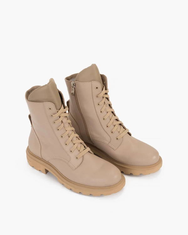 Beżowe trzewiki damskie skórzane 5