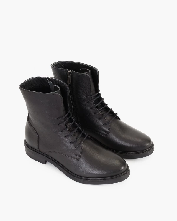 Czarne trzewiki damskie skórzane 5