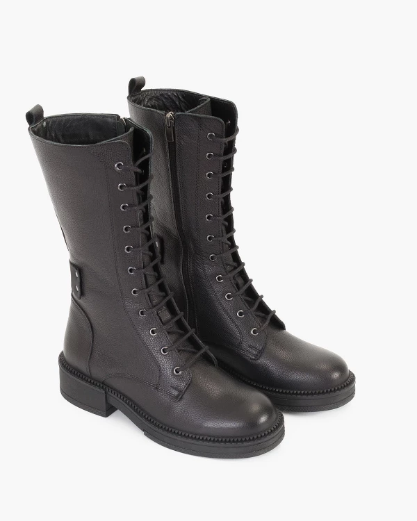 Czarne trzewiki damskie skórzane 5