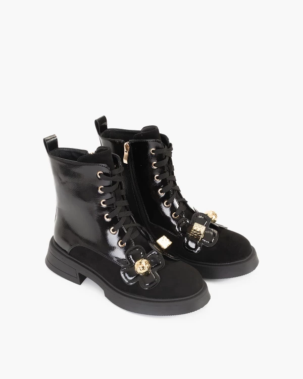 Czarne trzewiki damskie z eko-zamszu 5