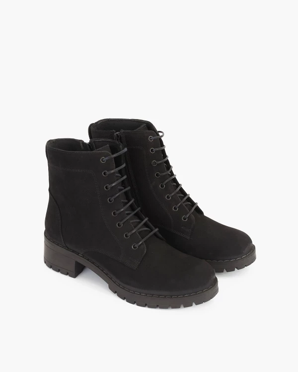 Czarne trzewiki damskie nubukowe 5