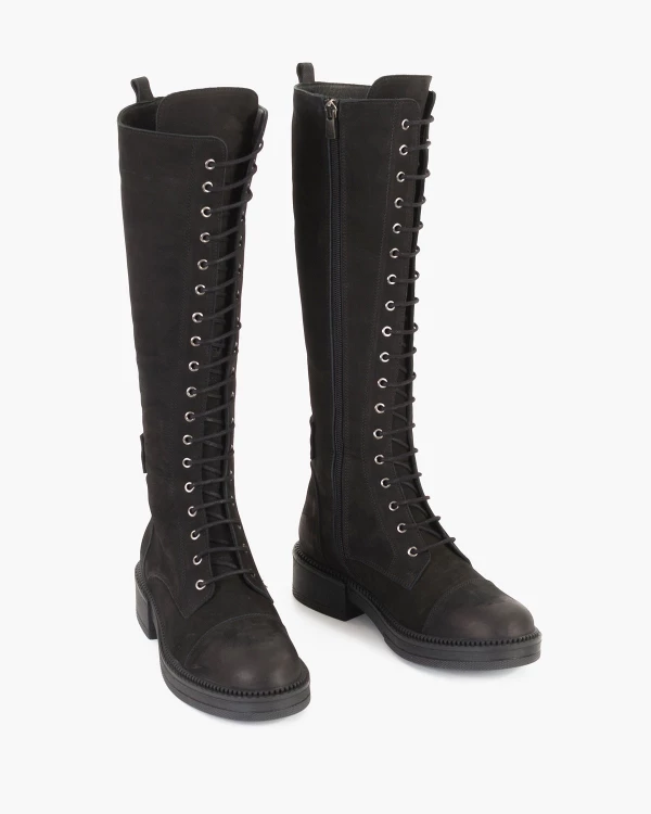 Czarne kozaki damskie nubukowe 5