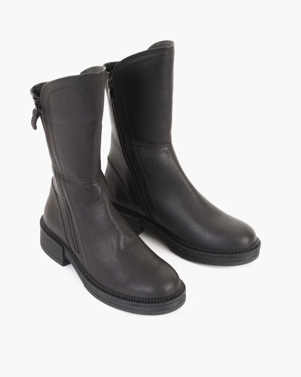 Czarne botki skórzane z zamkiem 5