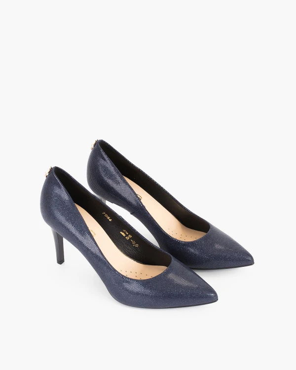 Granatowe czółenka nubukowe na szpilce 5