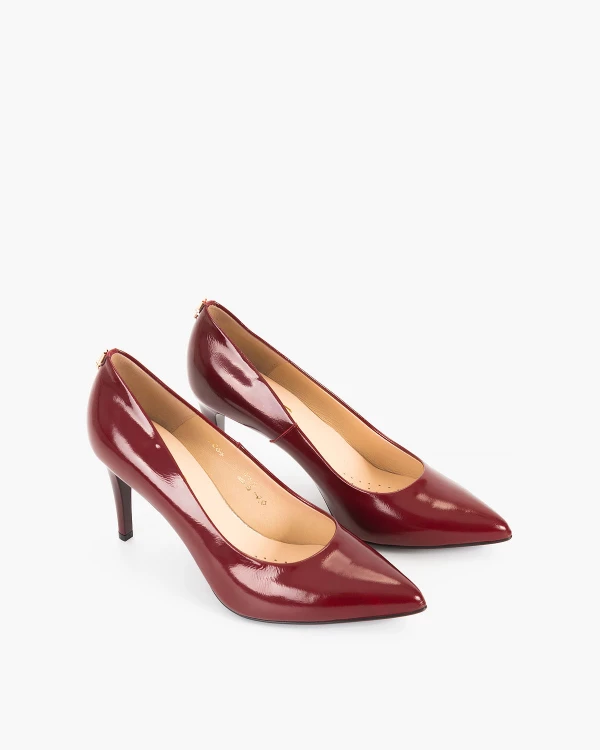 Bordowe czółenka lakierowane na szpilce 5