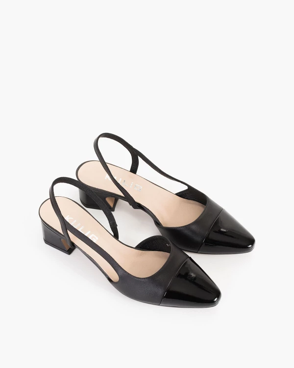 Czarne sandały damskie skórzane na klocku 5